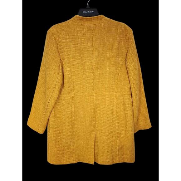 CHICO'S WOMEN DRESS JACKET LONG LINE TWEED TEXTURED MUSTARD CAREER WORKWEAR 2 LG - Picture 3 of 8